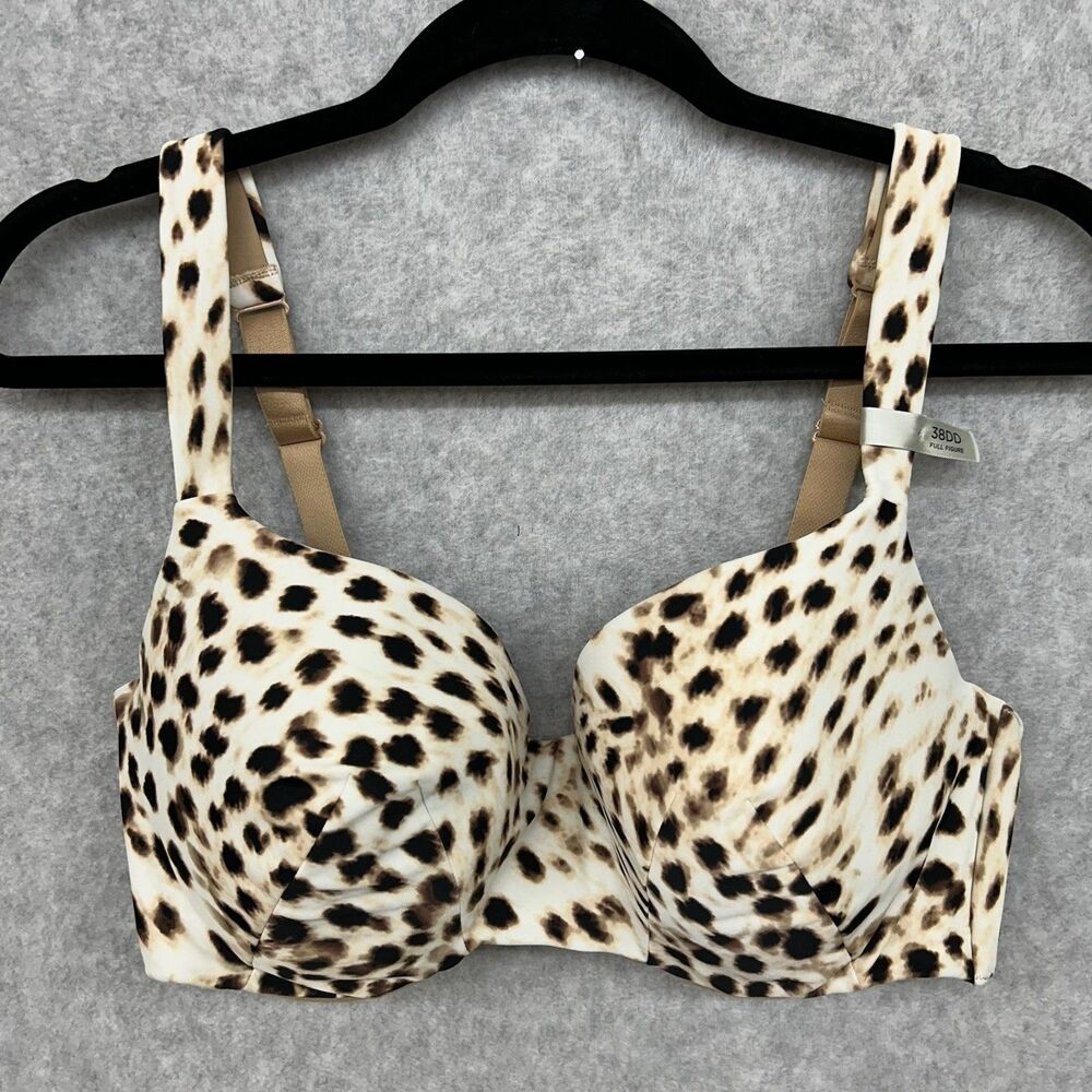 Ambrielle 38DD Bra Lightly Lined Balconette Animal Print Underwire Back Closure